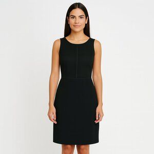 LOFT Black Ponte Knit Sleeveless Lace Accented Top Sheath Dress Career Size 6